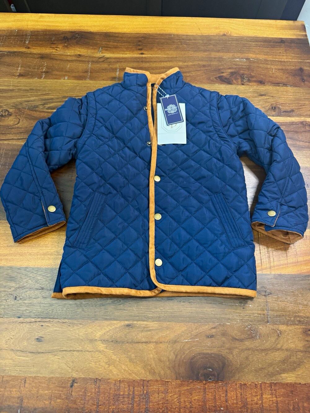 Brown Bowen & Company Diamond Quilted Button Jacket Bulls Bay Blue 4/5